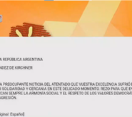 Referentes políticos envían su apoyo a vicepresidente de Argentina